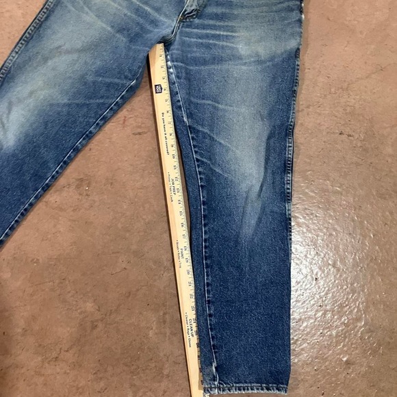 Vintage 90s Distressed Wrangler Star Patch Faded Denim Blue Jeans - Picture 7 of 8